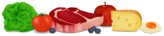 Meat, Fruits and Vegetables graphic